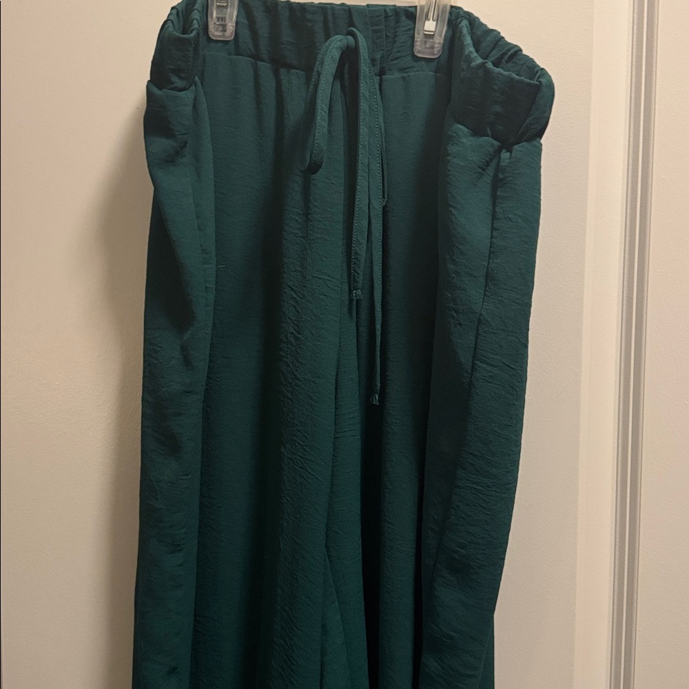 Dark Green Drawstring Pants
